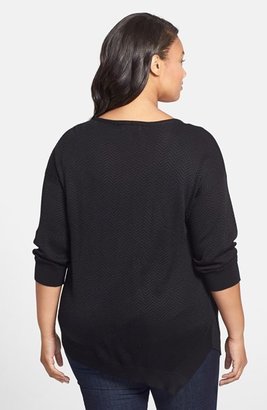 Foxcroft Asymmetrical Jacquard Sweater (Plus Size)
