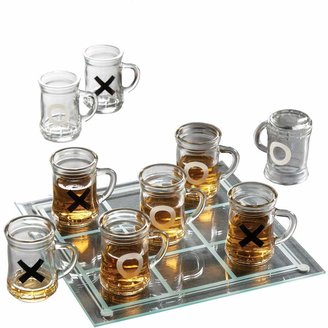 Crystal Clear Tic Tac Toe Drinking Game Set with Mini Beer Mugs