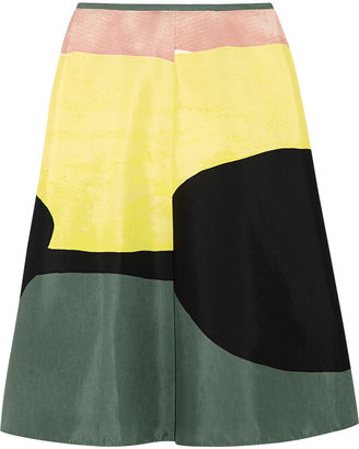 Marni Printed cotton and silk-blend skirt