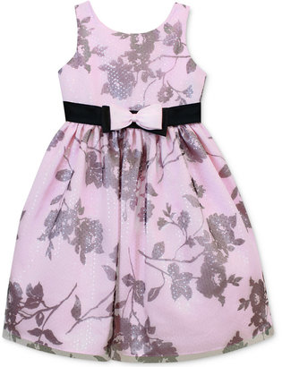 Jayne Copeland Girls' Floral Mesh Glitter Dress