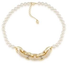 Carolee Casablanca Cachet Pearl and Gold Tone Link Necklace