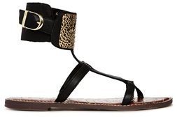 Sam Edelman Genette Metal Cuffed Flat Sandals - Black