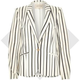 River Island Cream stripe structured tailored blazer
