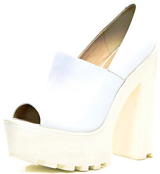 River Island Womens White cleated sole peep toe platforms