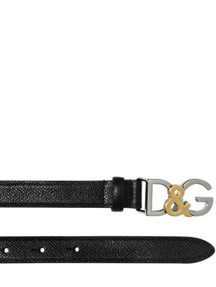 Dolce & Gabbana 20mm Logo Saffiano Leather Belt