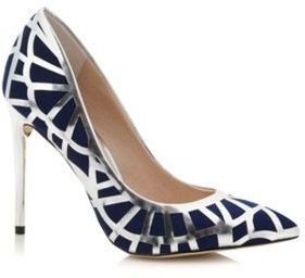 Faith Navy two tone panel high court shoes
