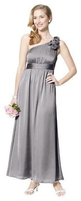 Women's Satin OneShoulder Rosette Maxi Bridesmaid Dress Neutral Colors - TEVOLIO