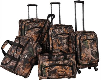 American Flyer Camo 5-Piece Spinner Luggage Set