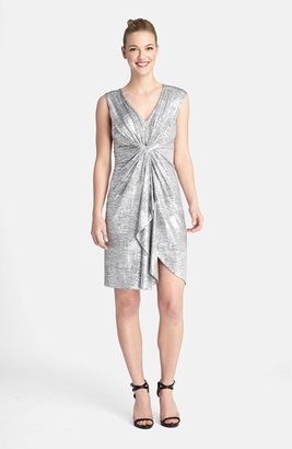 Tahari Metallic Jersey Twist Front Dress