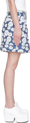 Comme des Garcons Navy Flower Jacquard Shorts