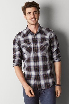 American Eagle Outfitters Black Western Plaid Button Down Shirt