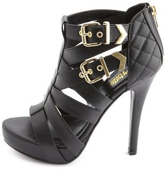 Charlotte Russe Quilted Strappy Buckled Platform Heels
