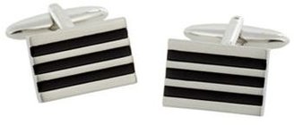 Thomas Nash Black groove striped rectangular cufflinks