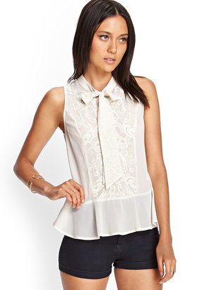 Forever 21 Embroidered Self-Tie Blouse