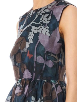 RED Valentino Floral and owl-print silk dress