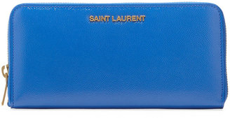 Saint Laurent Letters Continental Zip Wallet, Cobalt