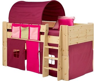 Tic-Tac-Toe Mid Sleeper Bed & Accessories - Natural Pine and Pink