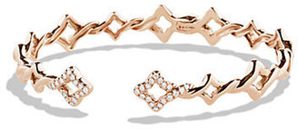 David Yurman Venetian Quatrefoil Cuff Bracelet with Diamonds in Rose Gold