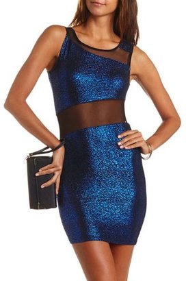 Charlotte Russe Mesh Cut-Out Glitter Bodycon Dress