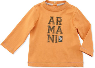 Armani Junior Long-Sleeve Jersey Logo Tee, Orange, Sizes 3-24 Months