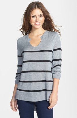 Vince Camuto Stripe Split Neck Sweater