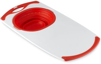 Dexas PopwareTM Over-the-Sink Collapsible Strainer Cutting Board in Red