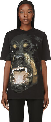 Givenchy Black Big Rottweiler Print T-Shirt