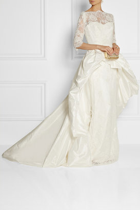 Marchesa Embellished lace and silk-taffeta gown