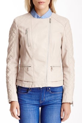 Kenneth Cole New York Faux Leather Quilted Moto Jacket