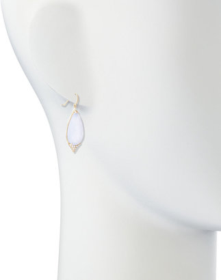 Jamie Wolf 18K Pave-Point Drop Earrings with Blue Chalcedony