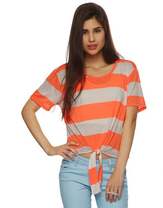 Forever 21 Neon Striped Tie Tee