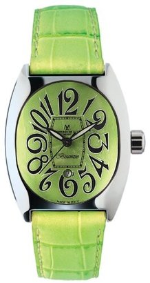 Montres de Luxe Women's BI3 VER Bisanzio Stainless Steel Luminous Mint Green Leather Date Watch