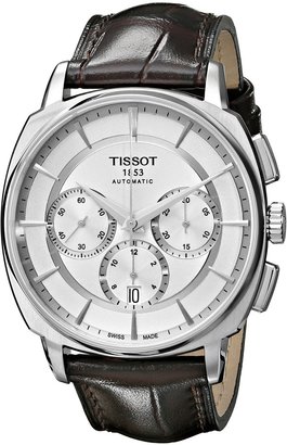 Tissot Men's 'T Lord' Silver Dial Brown Leather Strap Chronograph Automatic Watch T059.527.16.031.00