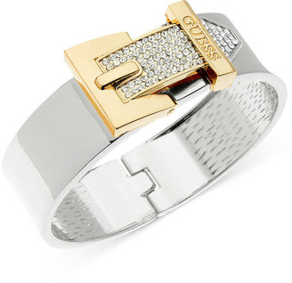 GUESS Two-Tone Crystal Buckle Bangle Bracelet