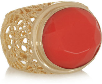 Isharya Swirl 18-karat gold-plated glass ring