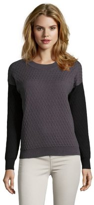 Romeo & Juliet Couture iron and black quilted knit colorblock sleeve sweater