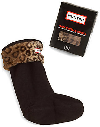 Hunter Toddler's & Kid's Leopard-Print Cuffed Welly Sock