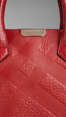 Burberry Medium Embossed Check Leather Tote Bag