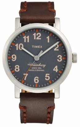 Timex R) Waterbury Leather Strap Watch, 40mm