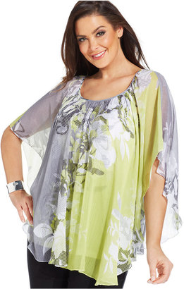 JM Collection Plus Size Short Sleeve Printed Top