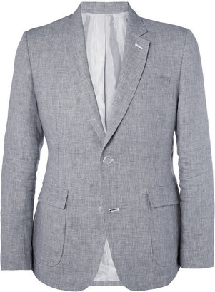 Band Of Outsiders Slim-Fit Houndstooth Check Linen Suit Jacket