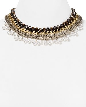 Aqua Ivy Multi-Chain Collar Necklace, 16