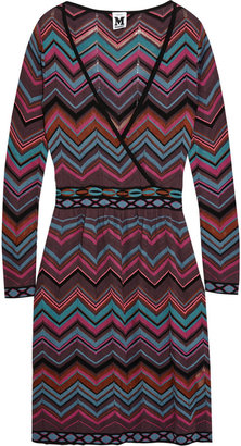 M Missoni Wrap-effect chevron-knit dress