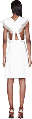 Chloé White Crepe Ruffled Sable Suspender Dress