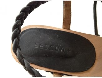 Sessun Black Leather Mules & Clogs