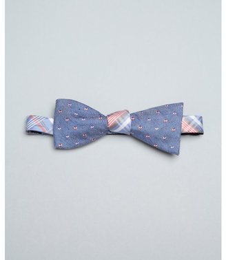 Ben Sherman blue square and plaid print silk 'Chatnam' reversible bow tie