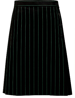 The Elmgreen School Girls' Pinstripe Kilt, BlackGreen