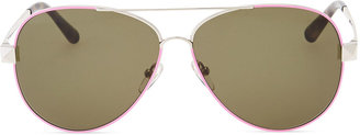 Valentino Metal Aviator Sunglasses with Rockstud Temples, Fuchsia