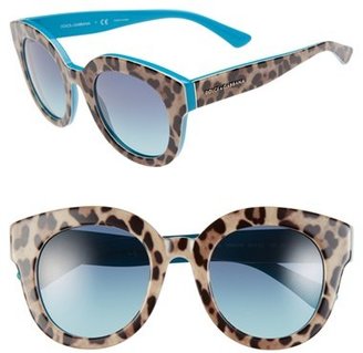 Dolce & Gabbana 'Animalier' 49mm Retro Sunglasses