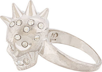 Alexander McQueen Silver Liberty Spike Punk Skull Ring